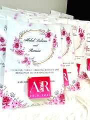 Thank you card with chocolates for parties